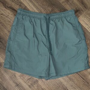 Men's Teal Elastic-Waist Shorts